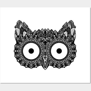 Mandala Owl Black Posters and Art